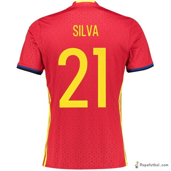 Camiseta España Replica Primera Ropa Silva 2016 Rojo